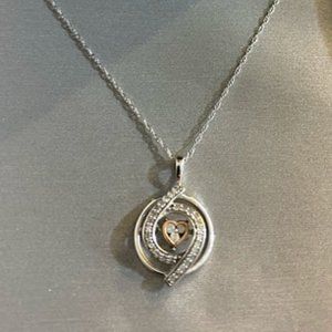 Dangling Heart Two-tone Pendant Necklace